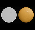Sun - comparison of white light and Hydrogen-alpha light